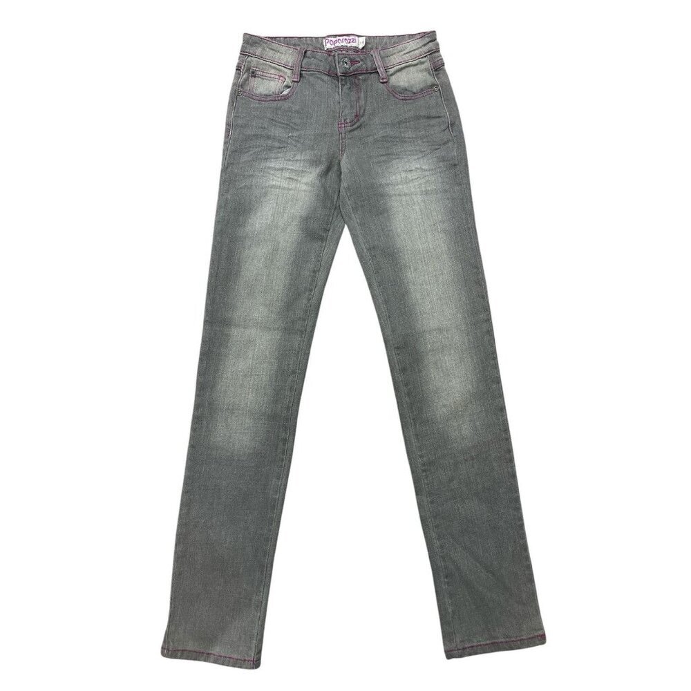 Paparazzi Women's size 7/8 26/31 Straight Low rise Stretch Skinny Jeans Gray